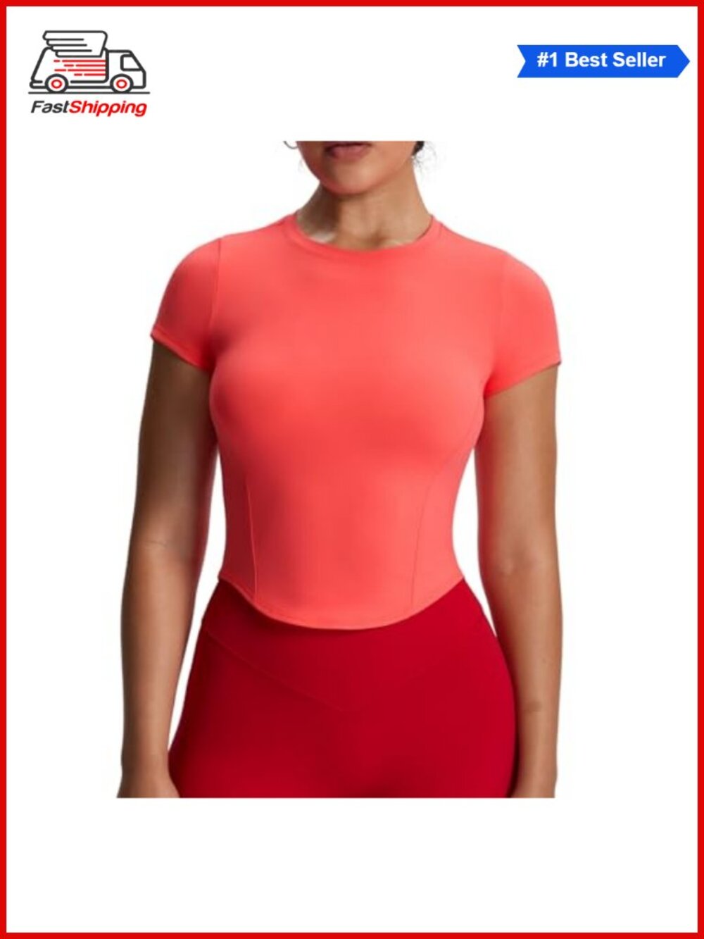 Aoxjox GEO Short Sleeve T-Shirt Seamless Athletic Crop Top